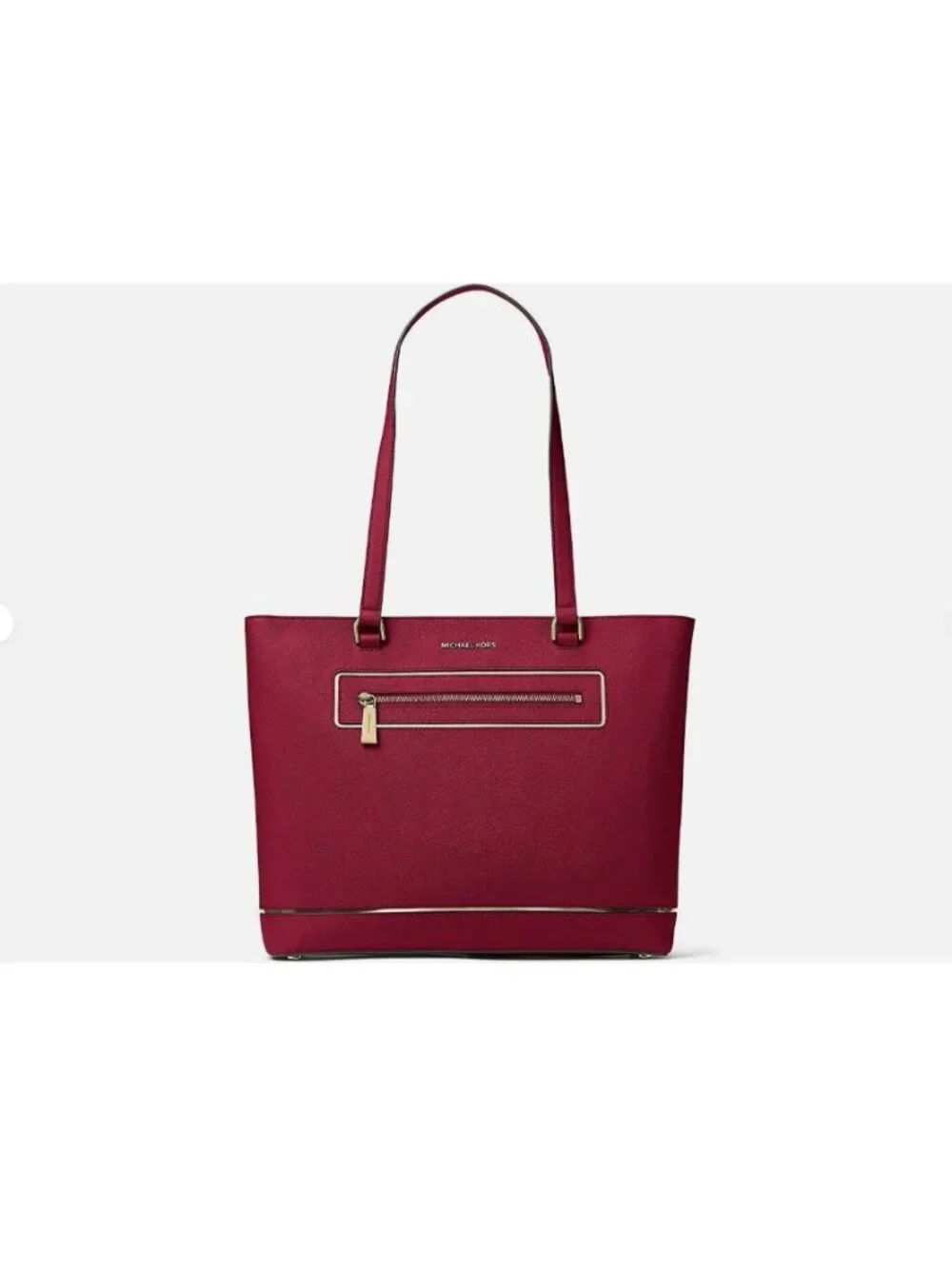 NEW Michael Kors Charlotte Large NS Tote Leather‎ Structured Cherry Red NWT